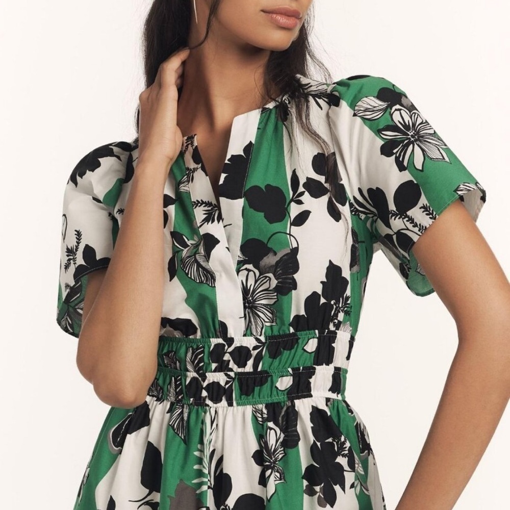 NWT! Anthropologie Green Floral The Somerset Maxi Dress - Size XL 🏈 - Picture 3 of 10